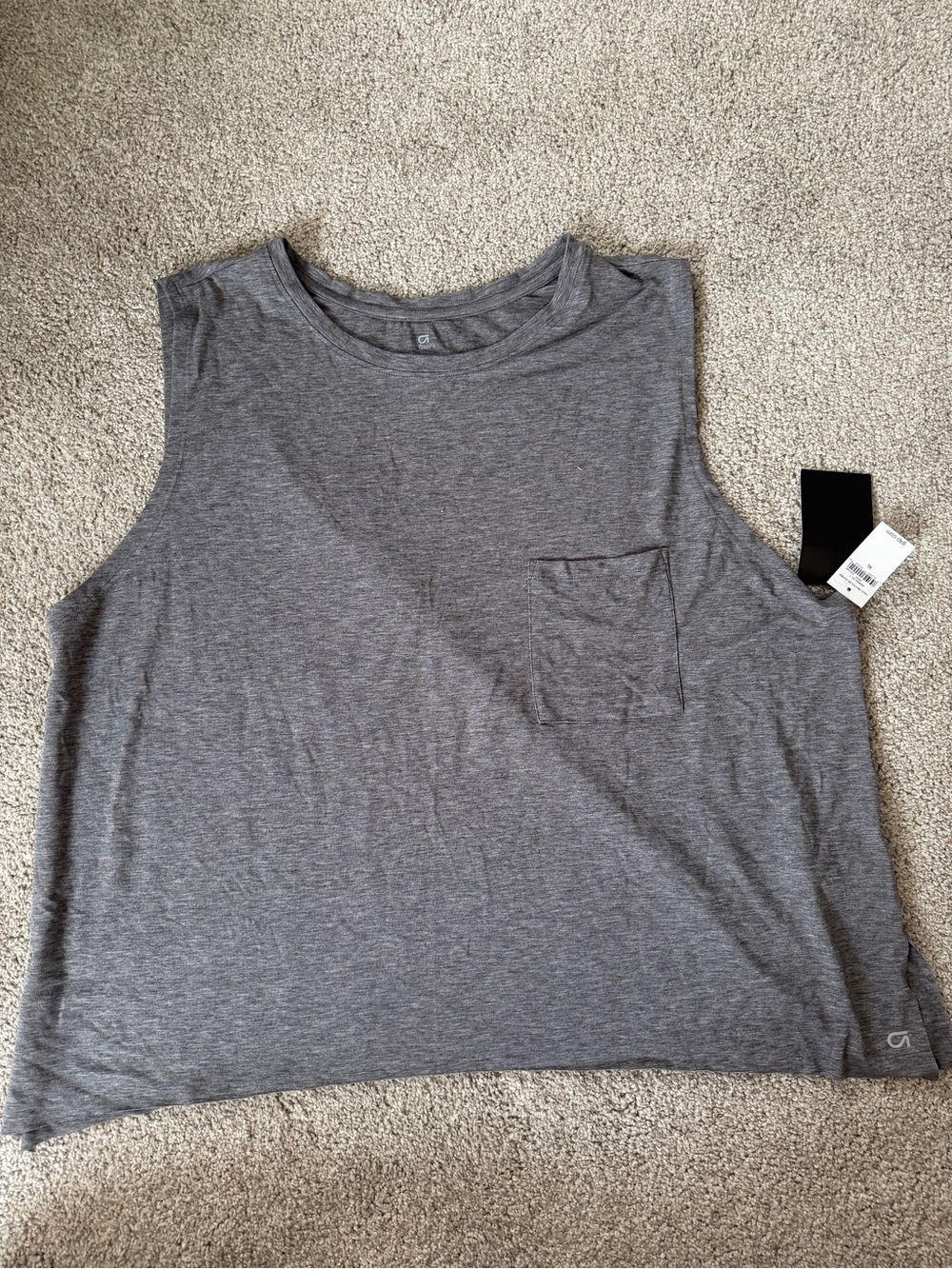 Women's Gray Sleeveless Tank Top with Pocket